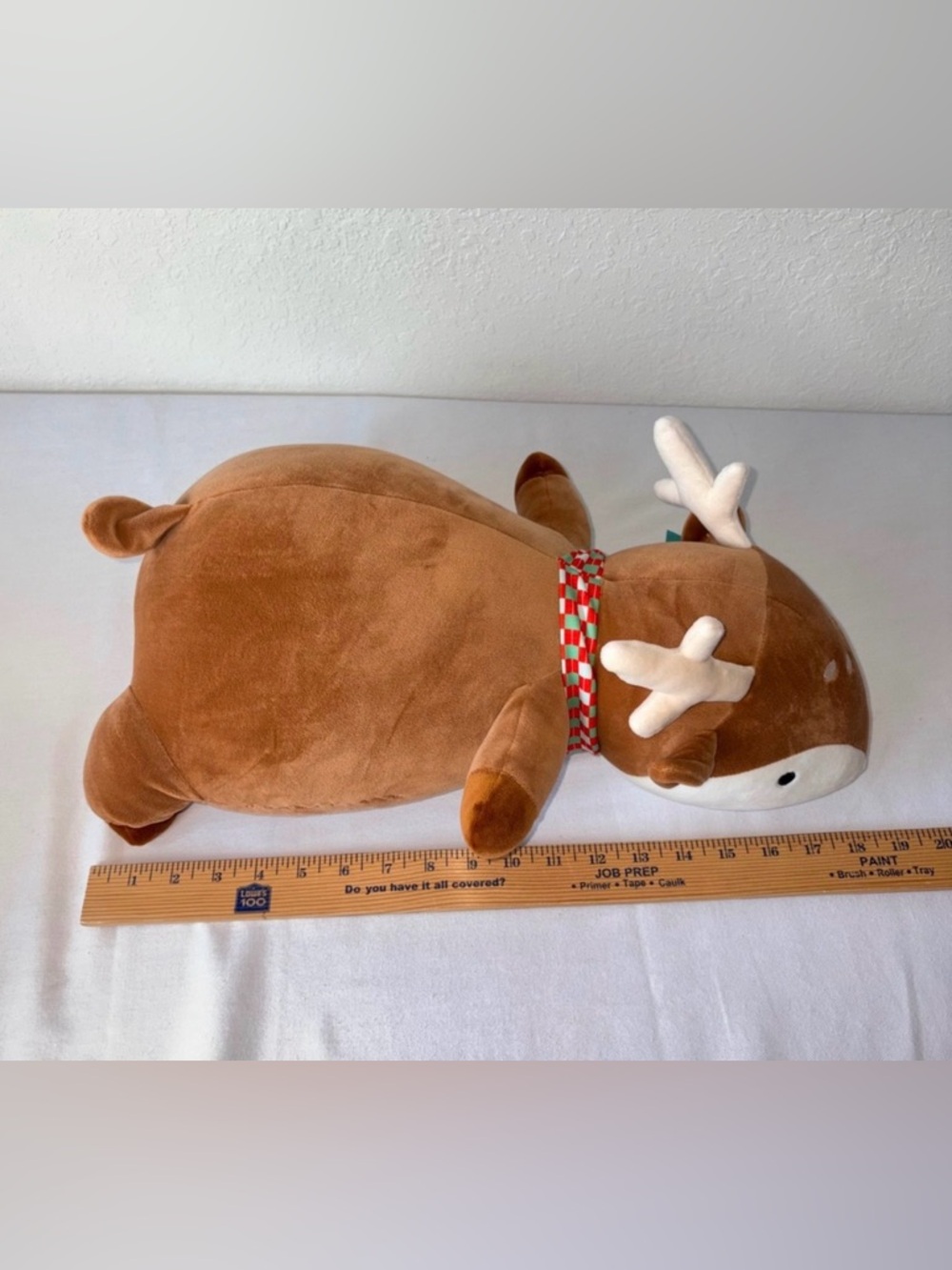 Pillowfort Weighted Plush Brown Deer with Holiday Collar